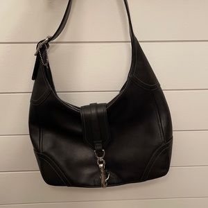 COACH vintage black leather Hobo shoulder bag.